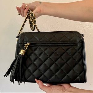Jay Herbert black leather & tassel shoulder bag